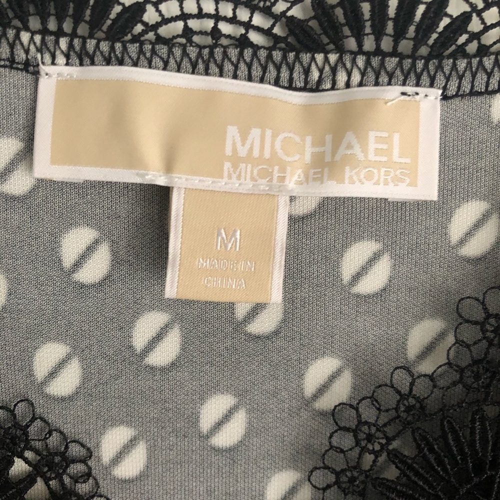 NWOT Michael Kors Lace-Trimmed Printed Stretch-Jersey Dress - Picture 3 of 10